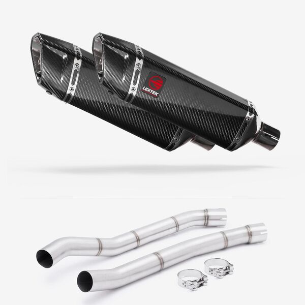 Lextek Carbon Fibre SP9C Gloss Exhaust 300mm with Link Pipes for Kawasaki ZZR1400 (12-19)