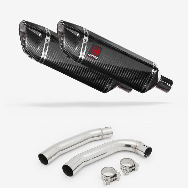 Lextek Carbon Fibre SP9C 300mm Exhaust with Link Pipe for Honda VTR 1000 (97-05)