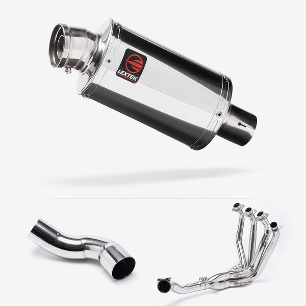 Lextek Polished Stainless Steel OP4 200mm Exhaust System for Kawasaki Z900 (20-24)