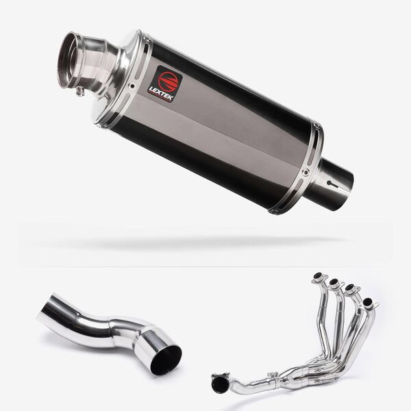 Lextek Smoked Stainless Steel OP16 250mm Exhaust System for Kawasaki Z900 (20-24)