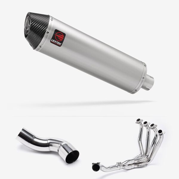 Lextek Brushed Stainless Steel RP1 400mm Exhaust System for Kawasaki Z900 (20-24)