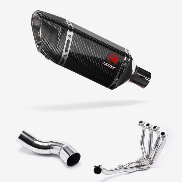 Lextek Carbon Fibre SP11C Gloss Exhaust System 200mm for Kawasaki Z900 (20-23)
