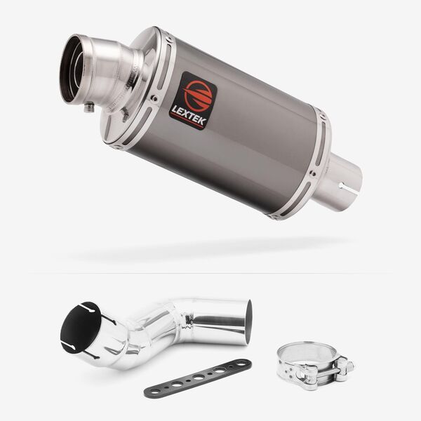 Lextek Smoked Stainless Steel OP15 200mm Exhaust with Link Pipe for Kawasaki Ninja 1000/1100 SX