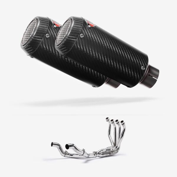 Lextek Carbon Fibre CP9C 180mm Twin Exhaust System for Kawasaki Ninja 1000SX 20-