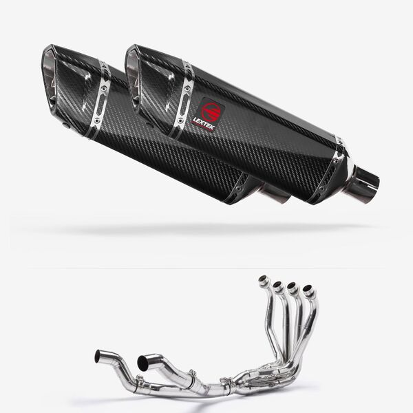 Lextek Carbon Fibre SP9C 300mm Twin Exhaust System for Kawasaki Ninja 1000SX 20-