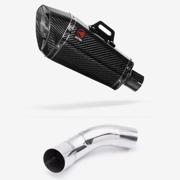 Lextek XP8C Carbon Fibre Exhaust 210mm with Link Pipe for Kawasaki Z900 (20-23)