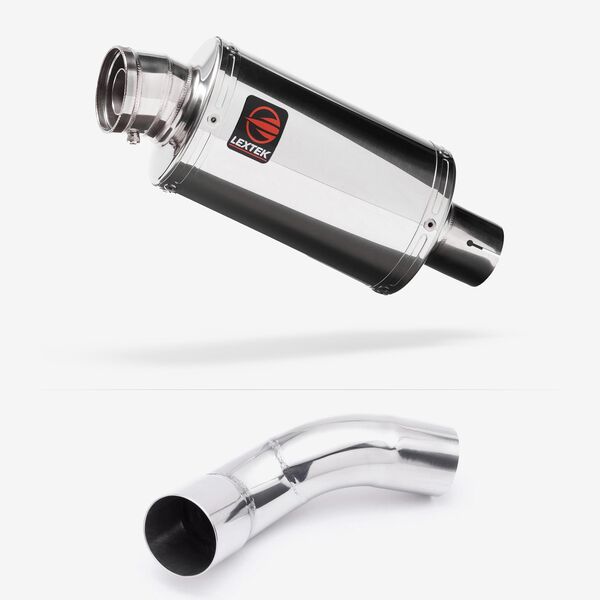 Lextek Polished Stainless Steel OP4 200mm Exhaust with Link Pipe for Kawasaki Z900 (20-23)