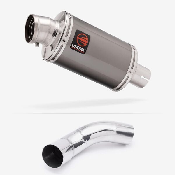 Lextek Smoked Stainless Steel OP15 200mm Exhaust with Link Pipe for Kawasaki Z900 (20-23)