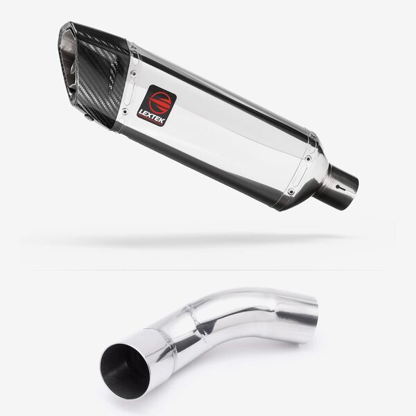 Lextek Polished Stainless Steel SP4 300mm Exhaust with Link Pipe for Kawasaki Z900 (20-23)