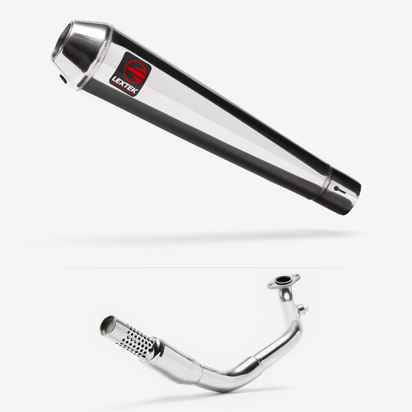 Lextek Polished Stainless Steel AC1 350mm Exhaust System for Lexmoto Enigma 125