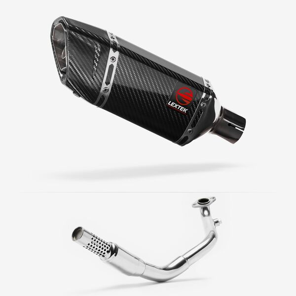 Lextek Carbon Fibre SP11C Gloss Exhaust System 200mm for Lexmoto Enigma 125