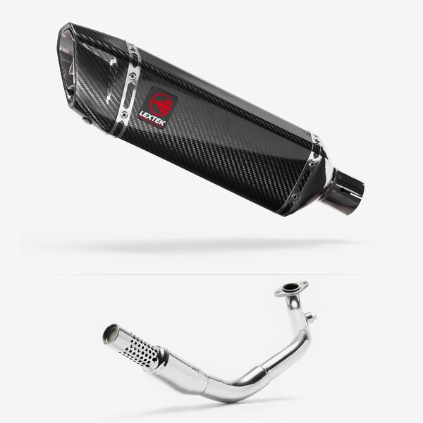 Lextek Carbon Fibre SP9C Gloss Exhaust System 300mm for Lexmoto Enigma 125