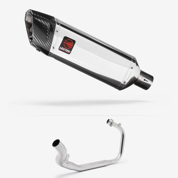 Lextek Polished Stainless Steel SP4 300mm Exhaust System for Lexmoto LXR 125