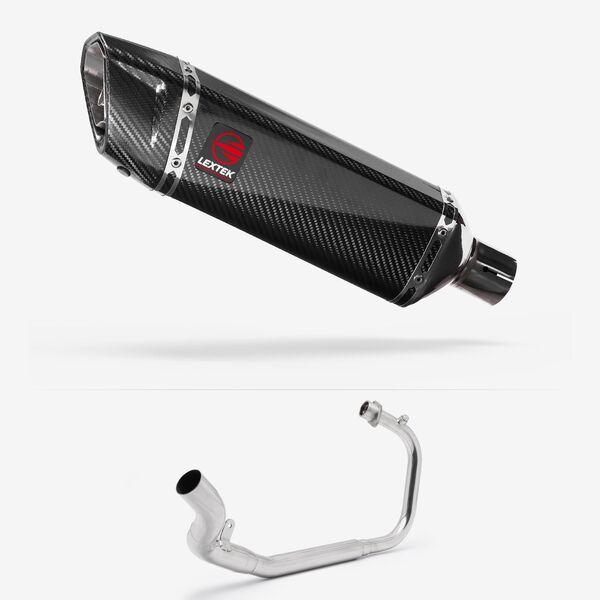 Lextek Carbon Fibre SP9C Gloss Exhaust System 300mm for Lexmoto LXR 125