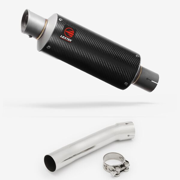 Lextek Carbon Fibre GP8C GP Stubby Exhaust 240mm with Link Pipe for Suzuki SV650 (99-02)