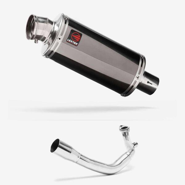 Lextek Smoked Stainless Steel OP16 250mm Exhaust System for Lexmoto Chieftain / Apollo