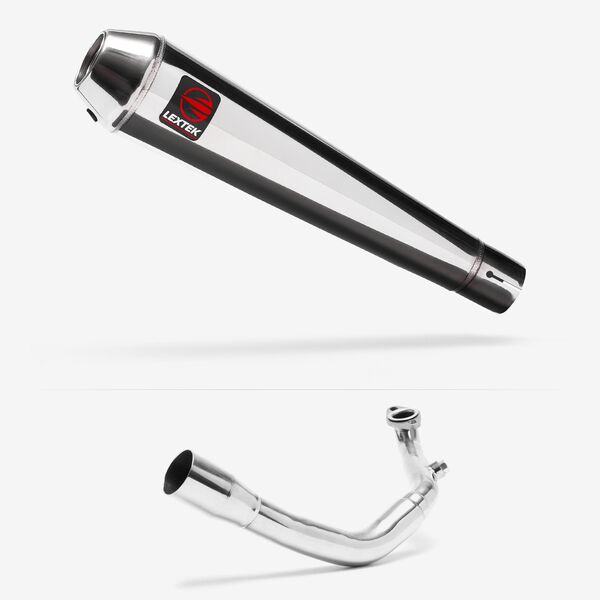 Lextek Polished Stainless Steel AC1 Classic Exhaust System 350mm for Lexmoto Chieftain / Apollo