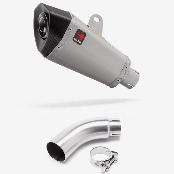 Lextek Matt Stainless Steel XP10 210mm Exhaust with Link Pipe for Yamaha MT-03 (16-22)