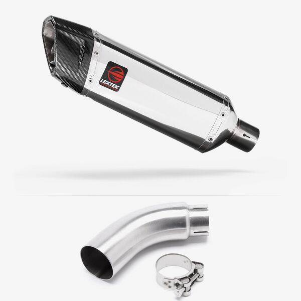 Lextek Polished Stainless Steel SP4 300mm Exhaust with Link Pipe for Yamaha MT-03 (16-22)