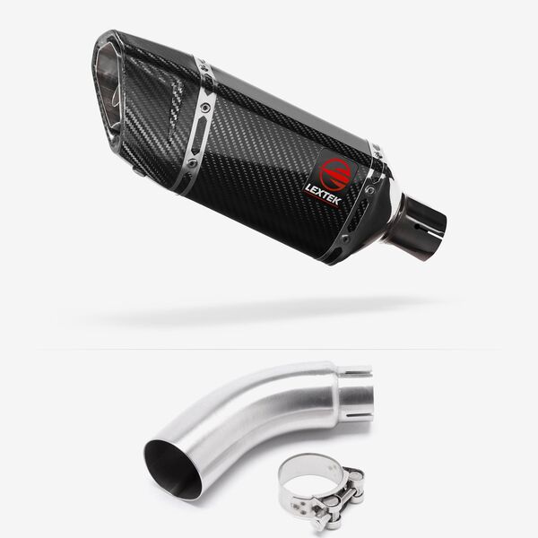 Lextek Carbon Fibre SP11C Gloss Exhaust 200mm with Link Pipe for Yamaha MT-03 (16-22)