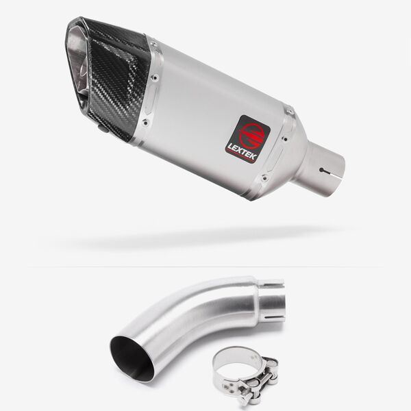 Lextek Matt Stainless Steel SP5 200mm Exhaust with Link Pipe for Yamaha MT-03 (16-22)