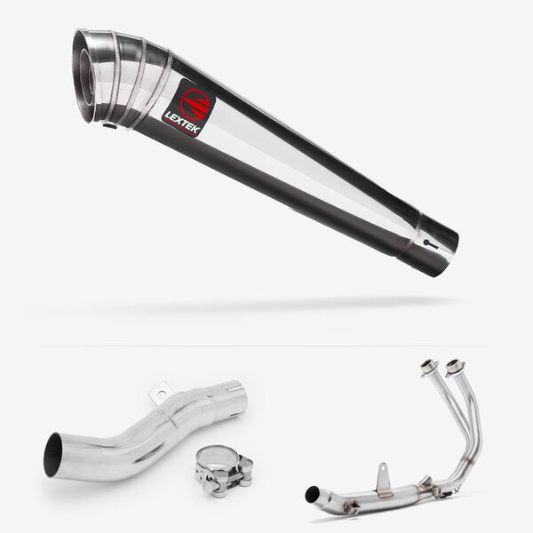 Lextek Polished Stainless Steel MP4 300mm Exhaust System for Honda CB500X (17-22) & CB500F (16-22)