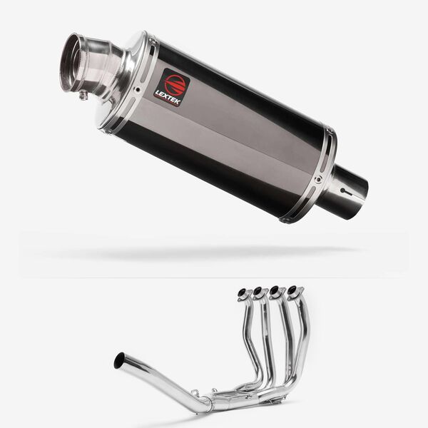 Lextek Smoked Stainless Steel OP16 250mm Exhaust System for Suzuki GSX 1300 R Hayabusa (21-24)