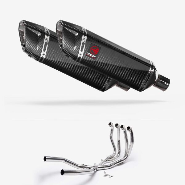 Lextek Stainless Steel SP9C Carbon Fibre Exhaust System 300mm