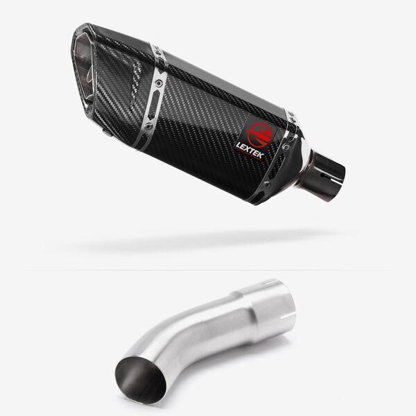 Lextek SP11C Gloss Carbon Fibre Exhaust 200mm with Link Pipe for Suzuki GSX-S 1000 (21-23)