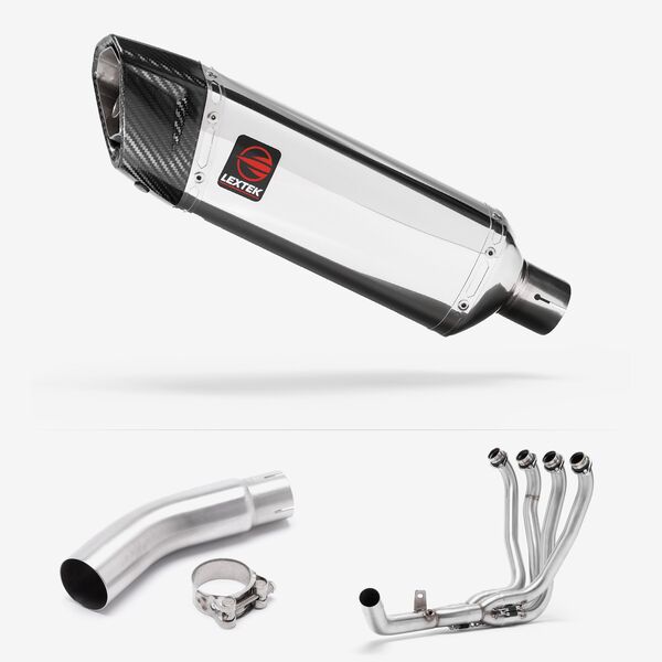 Lextek Polished Stainless Steel SP4 300mm Exhaust System for Suzuki GSX-S750 (17-23)