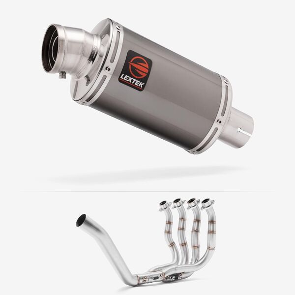 Lextek Smoked Stainless Steel OP15 200mm Exhaust System for Yamaha YZF R6 (99-02)