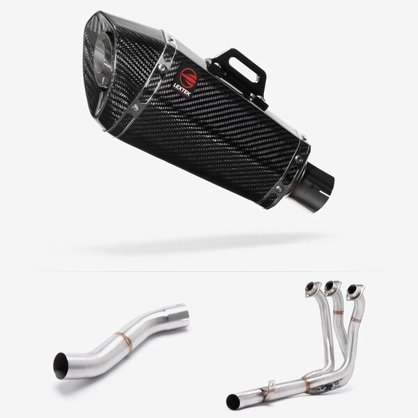 Lextek Carbon Fibre XP8C 210mm Exhaust System with High Level Link Pipe for Yamaha MT-09 (21-24)
