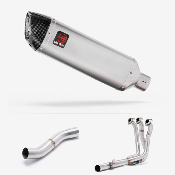 Lextek Matt Stainless Steel VP1 Full Exhaust System 300mm High Level for Yamaha MT-09 (21-24)