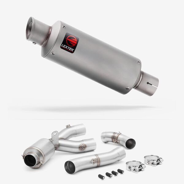 Lextek Matt Stainless Steel GP1 240mm Exhaust with Link Pipe for Yamaha MT-10 (16-24)