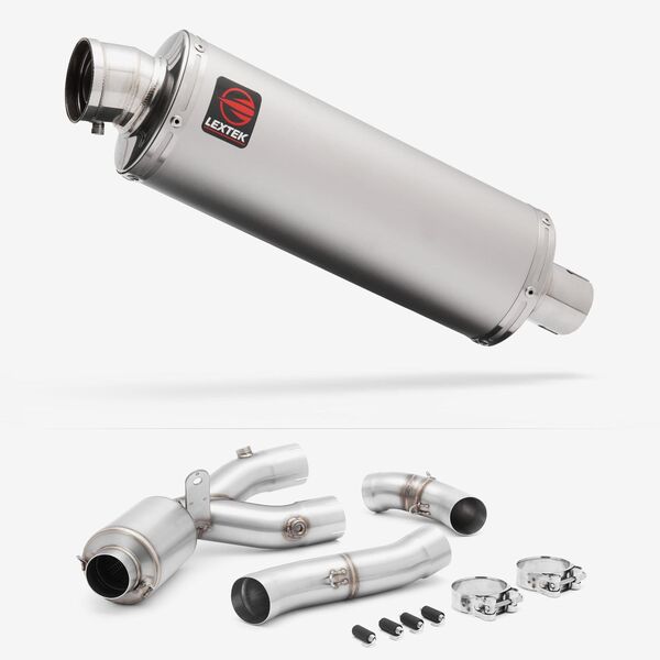 Lextek Matt Stainless Steel OP1 Exhaust 350mm with Link Pipe for Yamaha MT-10 (16-24)