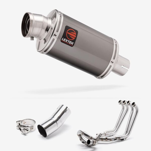 Lextek Smoked Stainless Steel OP15 200mm Exhaust System for Honda CB1000R (18-24)