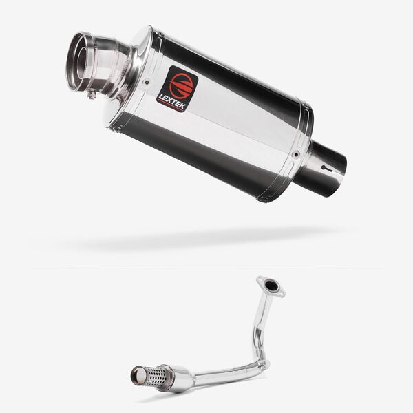 Lextek Polished Stainless Steel OP4 200mm Exhaust System for Lexmoto Echo 50 (17-24)