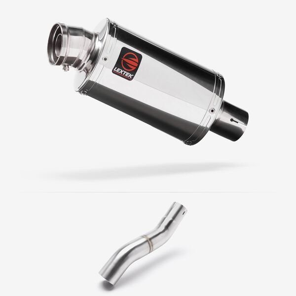 Lextek Polished Stainless Steel OP4 200mm Exhaust System for Honda CBR500R (22-24) with Link Pipe