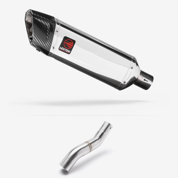 Lextek Polished Stainless Steel SP4 300mm Exhaust with Link Pipe for Honda CBR500R (22-24)