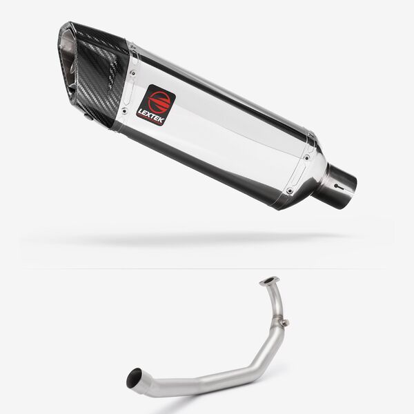 Lextek Polished Stainless Steel SP4 300mm Exhaust System for Yamaha YZF R125