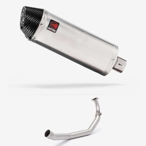 Lextek Brushed Stainless Steel RP2 300mm Exhaust System for Yamaha YZF R125