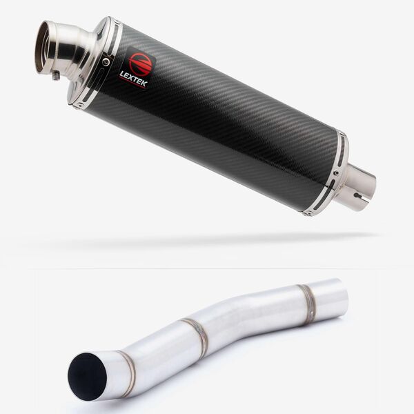 Lextek Stainless Steel OP8C Matt Exhaust 350mm with Link Pipe for Kawasaki Z750 (07-12)