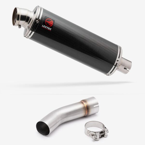 Lextek Stainless Steel OP8C Matt Exhaust 350mm with Link Pipe for Suzuki SV650 (03-15)