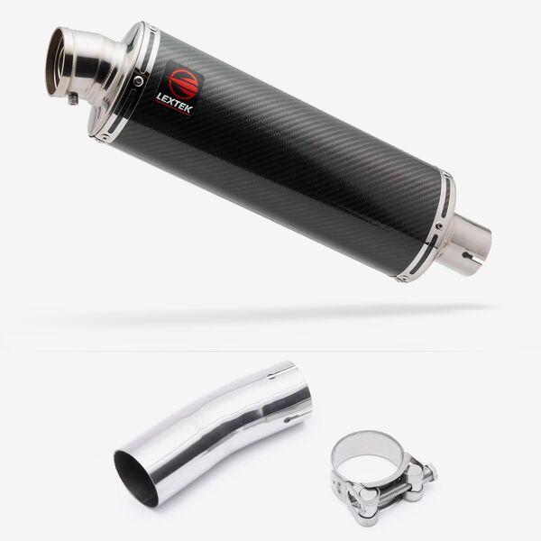 Lextek Stainless Steel OP8C Matt Exhaust 350mm with Link Pipe for Kawasaki Ninja 400 & Z400 (18-24)