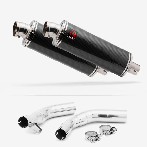Lextek Stainless Steel OP8C Matt Oval Exhaust 350mm with Link Pipes for Honda CBF1000 (06-10)