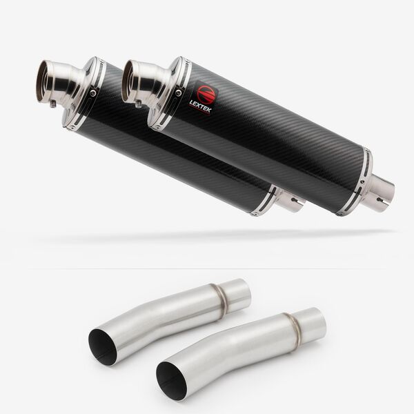 Lextek Stainless Steel OP8CL Matt Oval Exhaust 350mm with Link Pipes for Ducati Monster 620 (01-06)