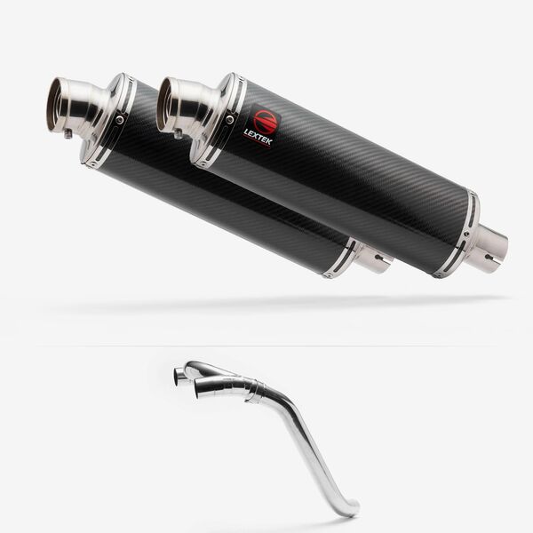 Lextek Stainless Steel OP8C Matt Oval Exhaust 350mm with Link Pipe for Honda VFR800 (02-13)