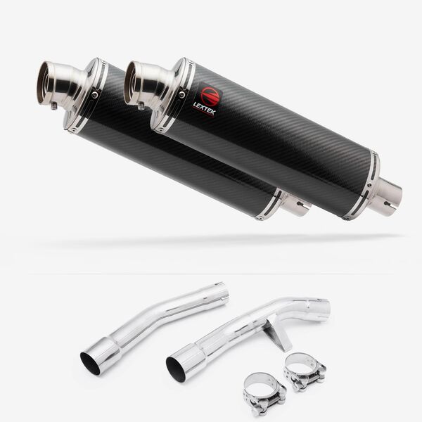 Lextek Stainless Steel OP8C Matt Oval Exhaust 350mm with Link Pipe for Yamaha FJR1300 (01-19)