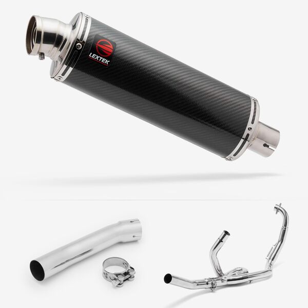 Lextek Stainless Steel OP8C Matt Exhaust System 350mm for Suzuki SV650 (99-02)