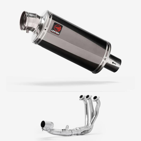 Lextek Smoked Stainless Steel OP16 250mm Exhaust System for Yamaha Tracer 9 GT 2021-2024